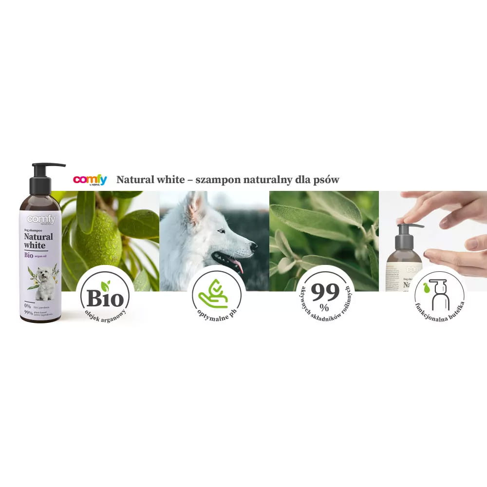 Comfy Natural White Hair Szampon Dla Psa Jasna Sierść Białe Włosy 250ml